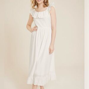 NWOT white hippie dress Maurices XXL eyelet ruffle trim midi fit & flare boho